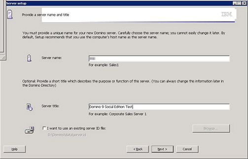 IBM Domino 9 Social Edition Install screen shot