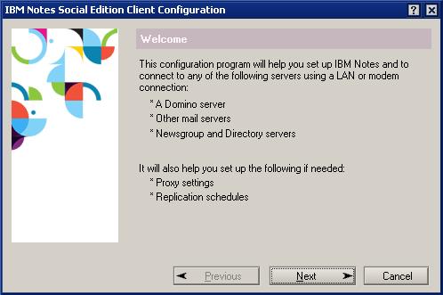 IBM Notes 9 Social Edition Install screen shot