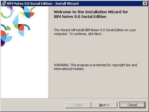 IBM Notes 9 Social Edition Install screen shot