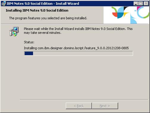 IBM Notes 9 Social Edition Install screen shot