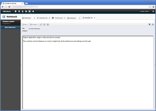 IBM Notes 9 Social Edition web application screen shot